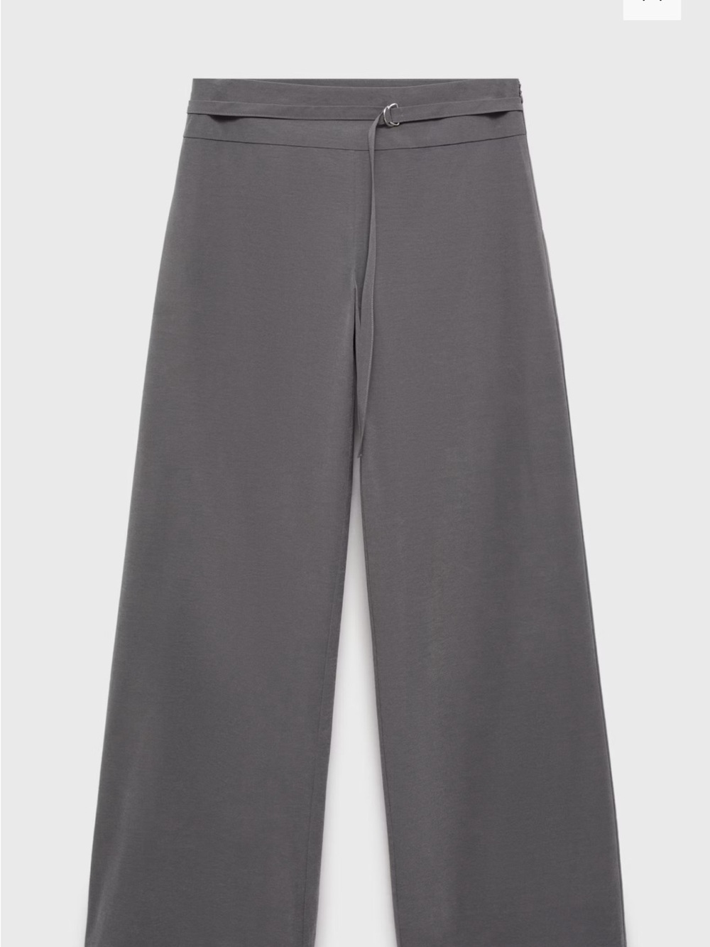 Mango Wide-Leg Belted Trousers in Charcoal Gray
